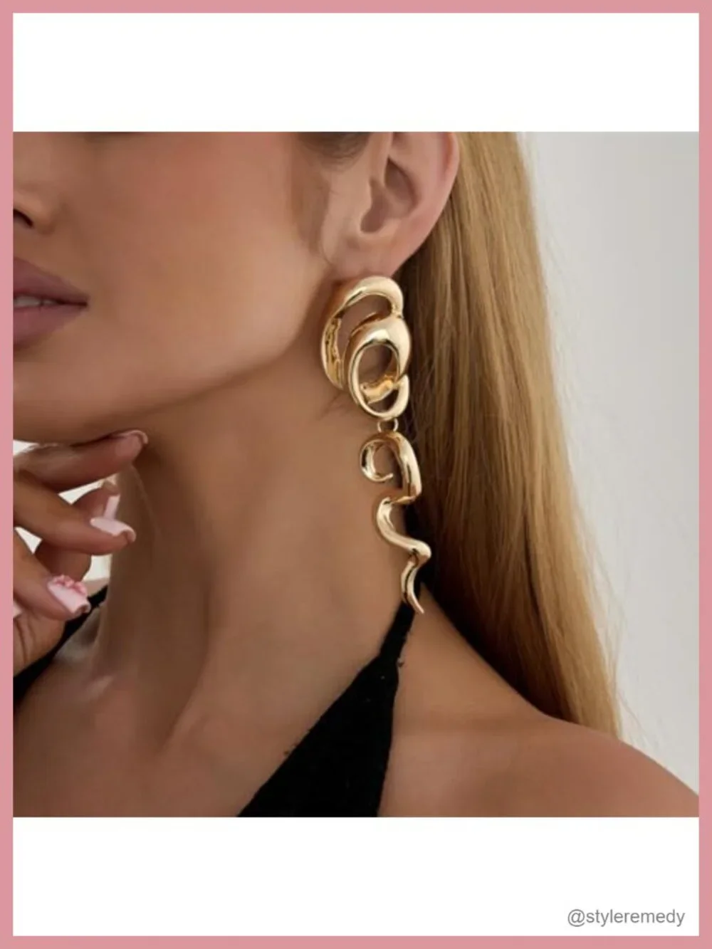 Oversized Chunky Spiral Dangle Earrings in Gold Tone
